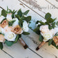 Wedding Bouquet Bride, Champaign Cream and ivory Wedding Bouquets, Artificial Boho bouquets Roses Peonies Eucalyptus, Faux Wedding Flowers