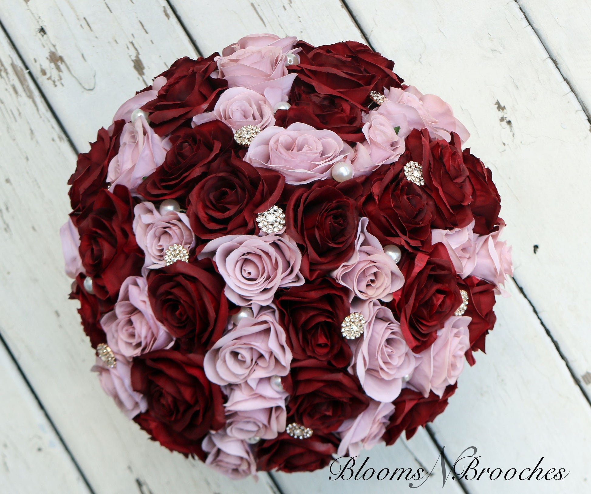 Burgundy and Dusty rose bridal. bouquet, Wedding Bouquet, faux flowers, Rose gold Bouquet, Bridesmaids bouquets, silk bling bouquet,