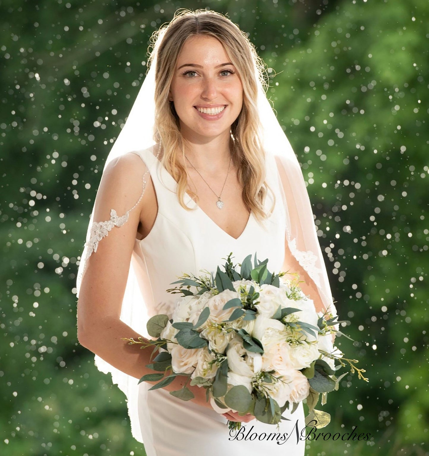 Ivory White & Greenery Wedding Bouquet, Bridal Bouquet, Bridesmaids Bouquets, Boho Wedding Bouquet, Peonies Roses eucalyptus, Faux flowers