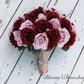 Burgundy and Dusty rose bridal. bouquet, Wedding Bouquet, faux flowers, Rose gold Bouquet, Bridesmaids bouquets, silk bling bouquet,