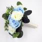 Wedding Bouquet light blue and ivory silk, Artificial bridal bouquet and bridesmaids bouquets customized, Faux Flowers for weddings