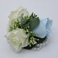 Wedding Bouquet light blue and ivory silk, Artificial bridal bouquet and bridesmaids bouquets customized, Faux Flowers for weddings