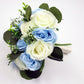 Wedding Bouquet light blue and ivory silk, Artificial bridal bouquet and bridesmaids bouquets customized, Faux Flowers for weddings