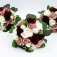 Burgundy Dusty Rose Ivory Wedding Bouquets, Faux Artificial Bridal and Bridesmaids Bouquets, Silk Wedding Flowers with Roses Eucalyptus