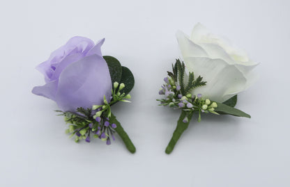 Lilac Blush Wedding Bouquets,Bridal Bouquets, purple pink bouquets for weddings, artificial wedding bouquets, Silk Flowers, Boutonnieres