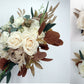 Fall Boho Wedding Bouquet, Bridal Bouquet Artificial, Ivory Cream and taupe wedding bouquets, Silk Wedding Flowers, Roes peony eucalyptus