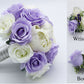 Lilac Ivory Wedding Bouquets, Artificial Flowers for bride and bridesmaids, Silk Bridal bouquets corsages boutonnieres, Wedding Flowers