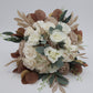 Fall Boho Wedding Bouquet, Bridal Bouquet Artificial, Ivory Cream and taupe wedding bouquets, Silk Wedding Flowers, Roes peony eucalyptus