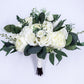 Wedding Bouquet, Bridal Bridesmaids Bouquets, Faux Eucalyptus wedding bouquet, White Ivory Wedding Flowers, Silk Florals for Weddings