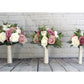 Dusty Rose Mauve and Ivory Wedding Bouquet, Faux Wedding Flowers for Bridesmaid and Bride Bouquets, Quartz Wedding Flowers Silk