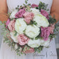 Dusty Rose Mauve and Ivory Wedding Bouquet, Faux Wedding Flowers for Bridesmaid and Bride Bouquets, Quartz Wedding Flowers Silk
