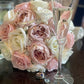Blush Pink Ivory Wedding Bouquet, Round Crystal Pearl Bouquet for Bride, Faux Bridal Bouquet Bridesmaids Bouquets, Rose Peony Bouquet