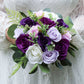 Purple Wedding Bouquets for Bride Bridesmaids, Artificial Boho Bridal Bouquets, Purple Lilac Faux Florals, Silk Wedding flowers