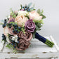 Spring Wedding Bouquet Mauve Dusty Rose Purples Navy, Bridal Bouquet Artificial, Silk Wedding Bouquet Peonies Garden Roses Roses Berries