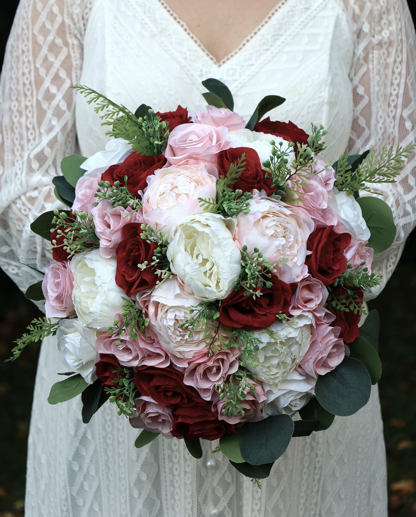 Bouquet Flowers Wedding Wine Blush Ivory Faux Bridal Bouquet Bridesmaids bouquet Artificial Wedding Flowers Bouquet bride Burgundy Flowers