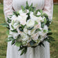 Ivory White & Greenery Wedding Bouquet, Bridal Bouquet, Bridesmaids Bouquets, Boho Wedding Bouquet, Peonies Roses eucalyptus, Faux flowers