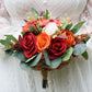 Wedding Bouquet Burnt Orange Burgundy Bouquet, Wedding Flowers Artificial Fall, Boho Rustic Bouquet bride bridesmaids, Autumn Bridal Bouquet