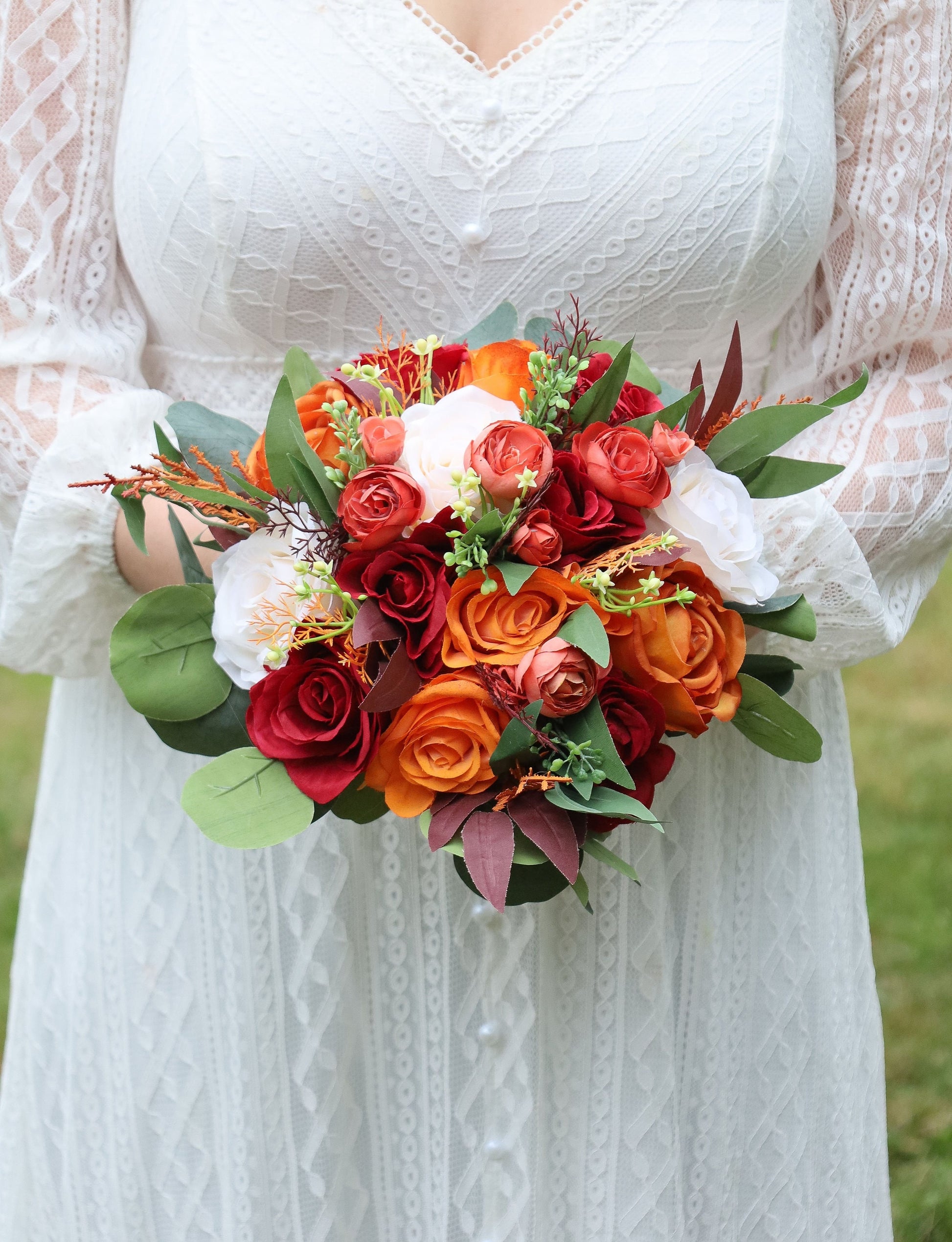 Wedding Bouquet Burnt Orange Burgundy Bouquet, Wedding Flowers Artific BloomsNBrooches Wedding Bouquet Burnt Orange Burgundy Bouquet, Wedding Flowers Artific BloomsNBrooches