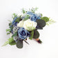 Wedding Bouquet Blue, Artificial Steel Blue Dusty Blue white Bridal Bridesmaids Bouquets, Boho Bouquet Silk, Faux Wedding Flowers, Silk