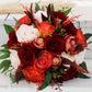 Wedding Bouquet Burnt Orange Burgundy Bouquet, Wedding Flowers Artificial Fall, Boho Rustic Bouquet bride bridesmaids, Autumn Bridal Bouquet