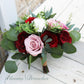 Dusty Rose, Wine and Blush Bridal Bouquet, Artificial Wedding Flowers, Bridesmaid Bouquets, Corsage, Garden Bouquet, wedding flowers