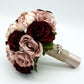 Dusty Rose and Rose Gold Wedding Bouquet, Wine Bridal Bouquet, Bridesmaids Bouquets, Artificial Wedding Flowers, Roses, Peonies, Rhinestones